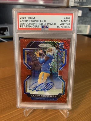 2021 Prizm #401 Larry Roundtree III Red Shimmer Rc Auto /35 PSA 9 Auto 8 Charger - Image 1 of 2