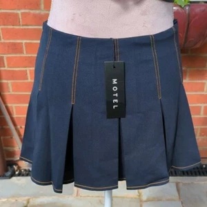 Motel Cajari Blue Pleated Mini Skirt In XS UK 6 or 7 Denim Colour But Not Denim - Picture 1 of 6
