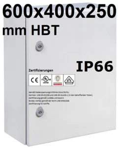 Schaltschrank 600x400x250 mm IP66 UL VDE Metall 1-türig mit Montageplatte - Bild 1 von 7