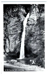 RPPC Horsetail Falls 208 ft High Columbia River Highway con postal cromada UNP - Imagen 1 de 2