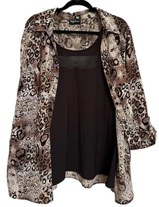 Maggie Barnes Leoparden Bluse Attached Black Tank 4X Mob Wives Boho Retro - Bild 1 von 15