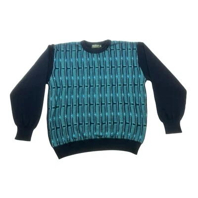 Винтажный мужской свитер Norm Thompson XL синий в полоску пуловер с длинным рукавом хлопок - Изображение 1 из 4