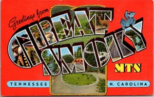 A78 Postcard Vintage Souvenir Large Letter Greetings From Great Smoky Mountains - Picture 1 of 2