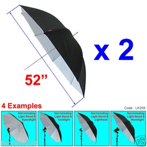 Linco 52" Black & White Studio Light Photo Reflector Umbrella Kit - Picture 1 of 4