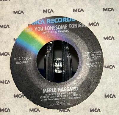 Merle Haggard 45 rpm Are You Lonesome Tonight / From Graceland to the Promised.. - Image 1 of 2