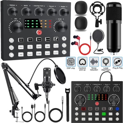 BM-800 Podcast Equipment Bundle Home Studio Recording Kit Music Mixer Microphone - Image 1 of 4