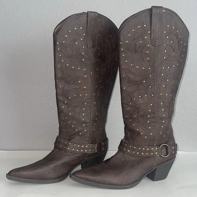 NUEVO CON ETIQUETAS Botas Roper Marrón Oscuro Tachonado Tacón Para Mujer Talla 9 Foto 1 de 4