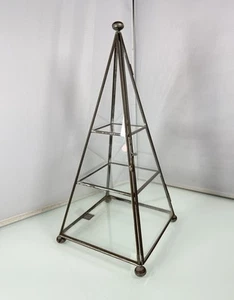 Vintage Triangle Glass Gothic Curio Cabinet Clear Glass Display MCM - 12.5” Tall - Picture 1 of 14