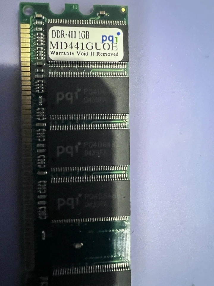 RAM de escritorio PQI 1 GB DDR1 PC-3200 (DDR-400) 184 pines DIMM confirma DDR1 SDRAM Foto 1 de 4