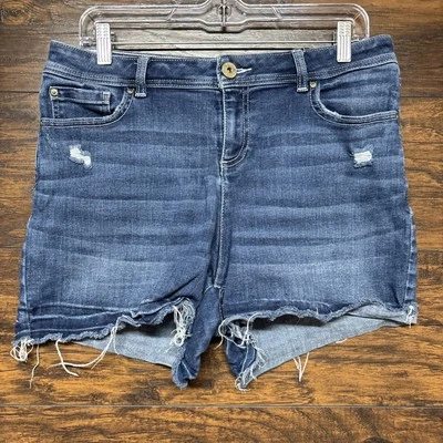 Pantalones cortos de mezclilla elásticos cortados para mujer INC - tiro alto 32x5" talla 10 Foto 1 de 4