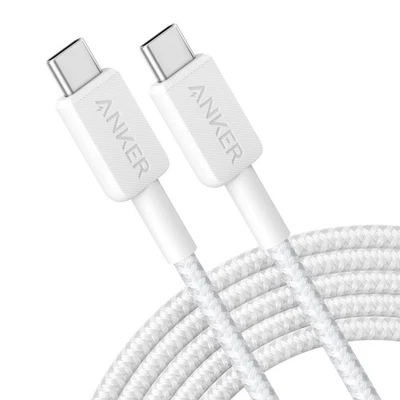 Anker 10' 60W Braided USB-C to USB-C Max Fast Charging Cable - White - Image 1 of 3