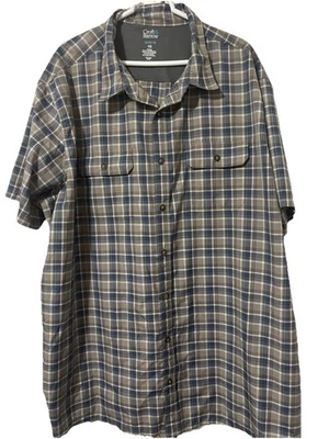 Croft & Barrow Quick-Dry Shirt Mens 4XB Grey Blue Plaid Button Up Short Sleeve - Image 1 of 4