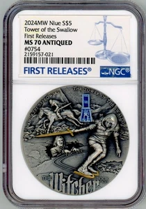 2024 Niue The Tower Of Swallow The Witcher 2 Oz Silver Coin NGC 70 FR - Picture 1 of 6