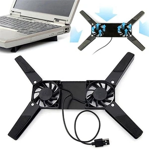 Laptop Desk Support Dual Cooling Fan Notebook Computer Stand USB Rack Hold_bf - Photo 1/12