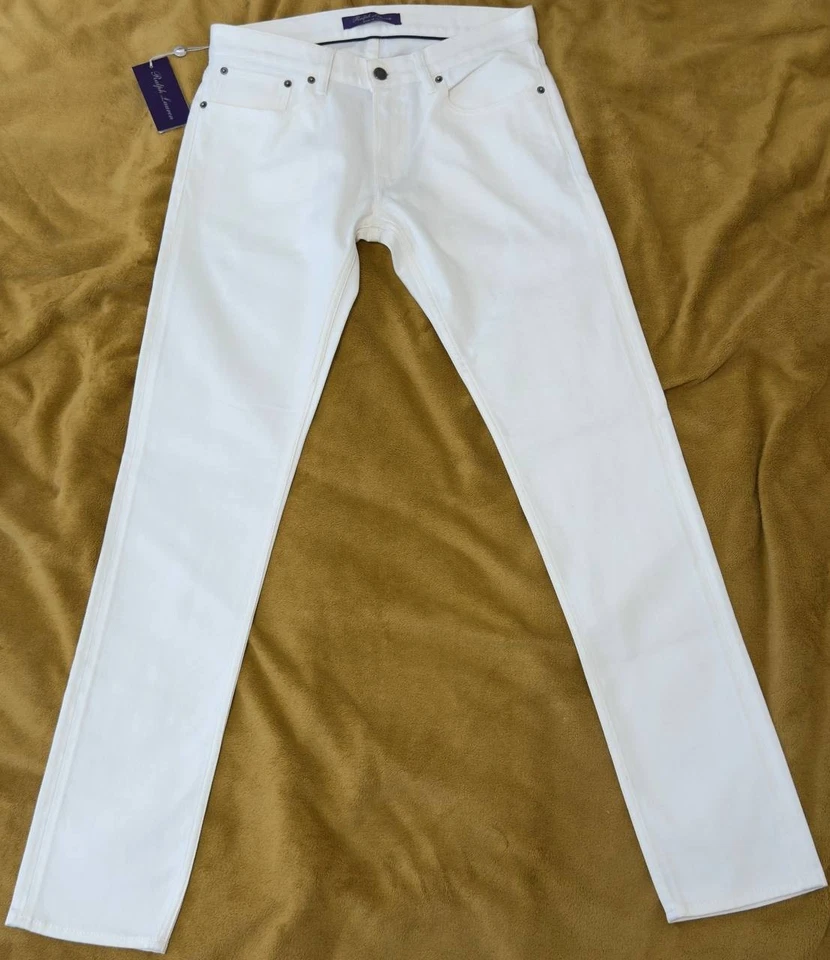 New Ralph Lauren Purple Label Size 31/34  Men's White Denim Jeans Made In Italy - Bild 1 von 4