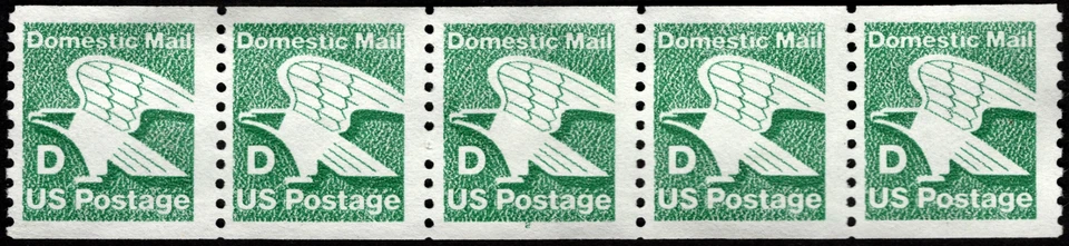 US Stamp Scott # 2112 Plate # 2 Strip of 5 PNC5 Used - Non-Denominated D Stamp - Image 1 of 1