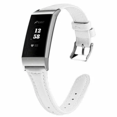 Pulseira de couro para Fitbit Charge 3 4 pulseiras de relógio peças de reposição - Imagem 1 de 4