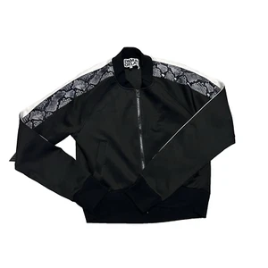 PAM & GELA Crop Black With Boa Python Stripe Track Jacket - Size Small - Picture 1 of 9