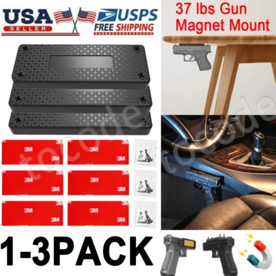 1-3 PCS Gun Magnet Mount Magnetic Holder Holster Concealed Pistol Car Desk Bed - Image 1 of 4