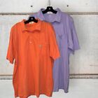 Johnnie O Shirt Herren 2XL orange & lila Westküste Vorbereitung Polo kurzärmeliges Logo