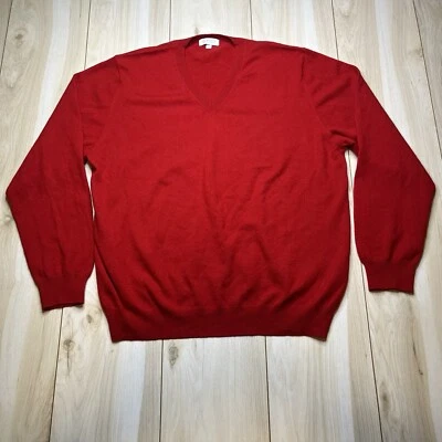 Suéter Pullover Kinross Cachemira 100% Cachemira Cuello en V Rojo Para Hombre Talla XL Foto 1 de 4