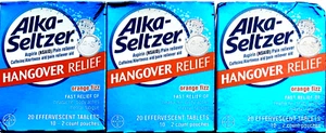 3 Boxes Alka-Seltzer Hangover Relief Orange Fizz Fast Acting Tablets 20 Per Box - Picture 1 of 8