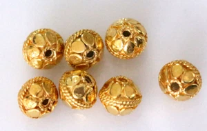 925 Silver Beads Spacer 7 PCS Gold Plated Jewelry Making Necklace Gift #G341 - Picture 1 of 3