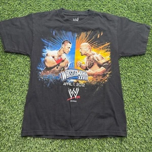WWE Shirt Boys Medium Black John Cena The Rock Graphic WrestleMania XXVIII 2012 - Picture 1 of 8