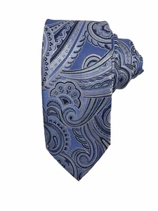 Donald J. Trump signature collection BLUE Paisley Tie 100% Silk GOLD BAR TIE - Picture 1 of 5