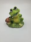 Vtg Josef Originals Happy Frog W/ Mushroom & Ladybug On Lily Pad Figurine Japan