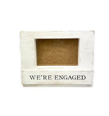 Rustic Farmhouse Style White Washed "We're Engaged" Picture Frame - Image 1 of 4