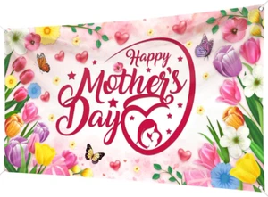 Happy Mothers Day Backdrop Banner 78 X 43 Inch Large Size Mothers Day Banner Bac - Picture 1 of 7