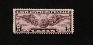 1928-30 U.S AIRMAIL 5c Vio WINGED GLOBE p.11 Sc#C12 M/VLH/OG Fresh! - Picture 1 of 1