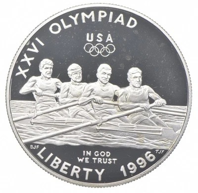 1996-P Proof Olympics Rowing Commemorative Silver Dollar $1 - Image 1 of 3
