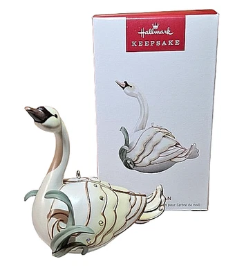 Hallmark 2024 Mute Swan White w Gold Metallic Trim Keepsake Xmas Ornament NIB