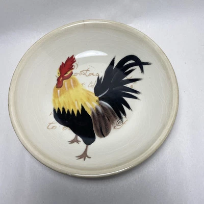 Wiliams Sonoma Rooster Bowl Ceramic Glazed  Crazing 8.5 in Decorative only - Imagem 1 de 4