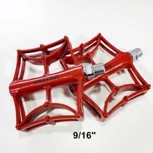 Pedales de plataforma de aluminio de engranaje fijo, rojo con opción de correa para el pie - Imagen 1 de 3