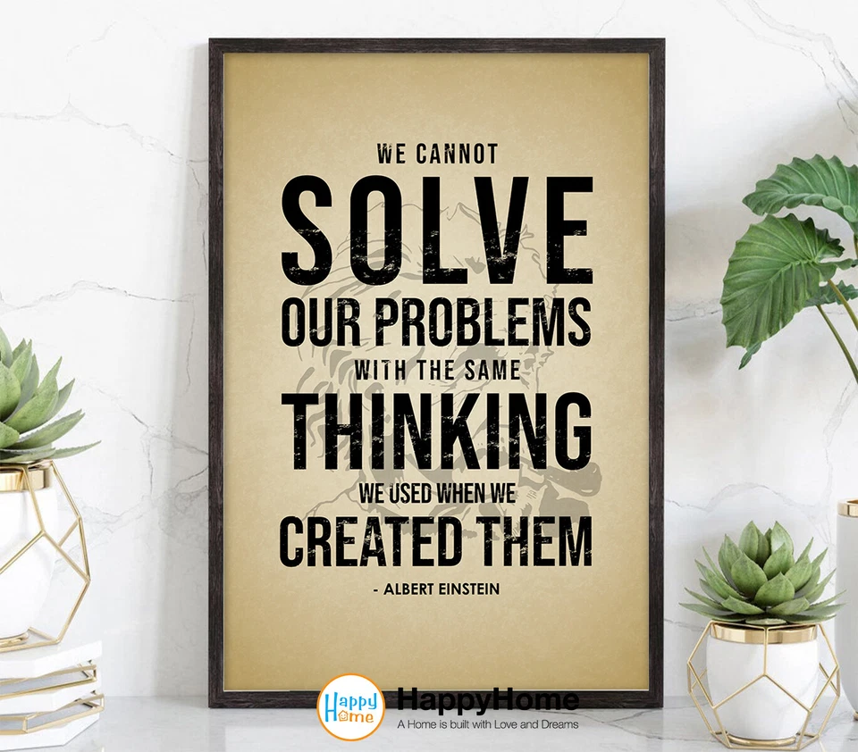 Albert Einstein Quotes Motivational Inspirational Wall Art Solve Our Problems - Image 1 of 4
