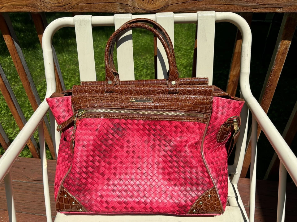 Samantha Brown Dowel Weekender Bolsa Tote de Viagem Vermelho Croco Em Relevo - Imagem 1 de 4
