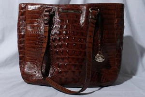 Brahmanische Krokodil geprägt burgunderfarbene Ledertasche Handtasche - Bild 1 von 6