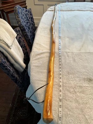 Mango festoneado hecho a mano bastón de senderismo/caminar caña de madera EE. UU. 54-55 BONITO Foto 1 de 4