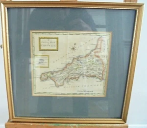 Antique Map of Cornwall Framed and Glazed Osborne c1750 - Picture 1 of 3