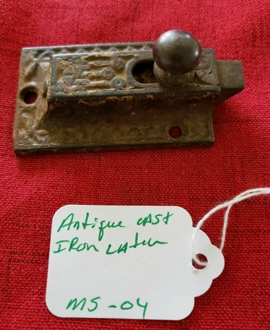 Antique Cast Iron Ornate Window Lock Cabinet Closet Latch - 1 3/4" x 1 1/4" Cover