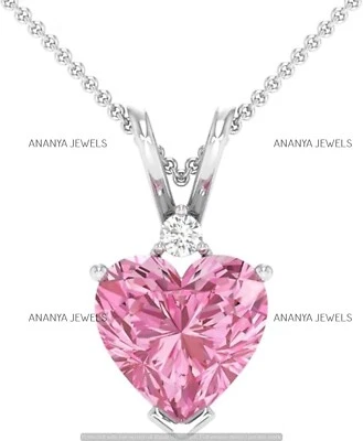 Collar colgante de plata de ley 925 con dije en forma de corazón de 0,02 cttw de diamantes reales Foto 1 de 3