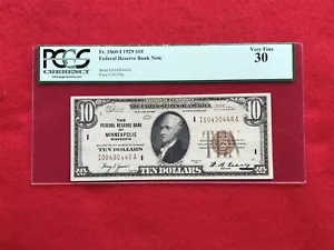 FR-1860I 1929 Series $10 Minneapolis Federal Reserve Bank Note *PCGS 30 VF* - Picture 1 of 2