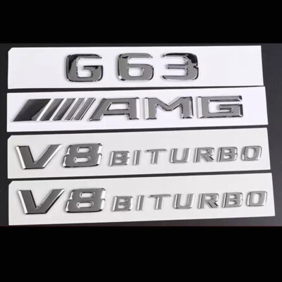 4 PIEZAS Cromo Plano G63 AMG V8 BITURBO Maletero Embl Insignia Adhesivo para Mercedes Benz Foto 1 de 3
