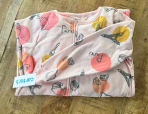NWT Carter’s Girls Sz 7 Fleece Pajamas Paris One Piece Footed New Zip-up - Picture 1 of 3