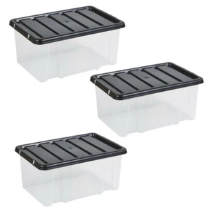Scatole Portaoggetti in Plastica 7 Litri con Coperchi Clip-On Contenitore Leggero Set di 3 - Foto 1 di 2