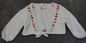 Gymboree Island Getaway White Flower Trim Crop cardigan Sweater Shrug 12-18 Mos - Picture 1 of 3