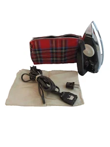 Hierro de viaje vintage Franzus Air-Lite AL100 plegable + bolsa a cuadros + enchufe europeo - Imagen 1 de 5